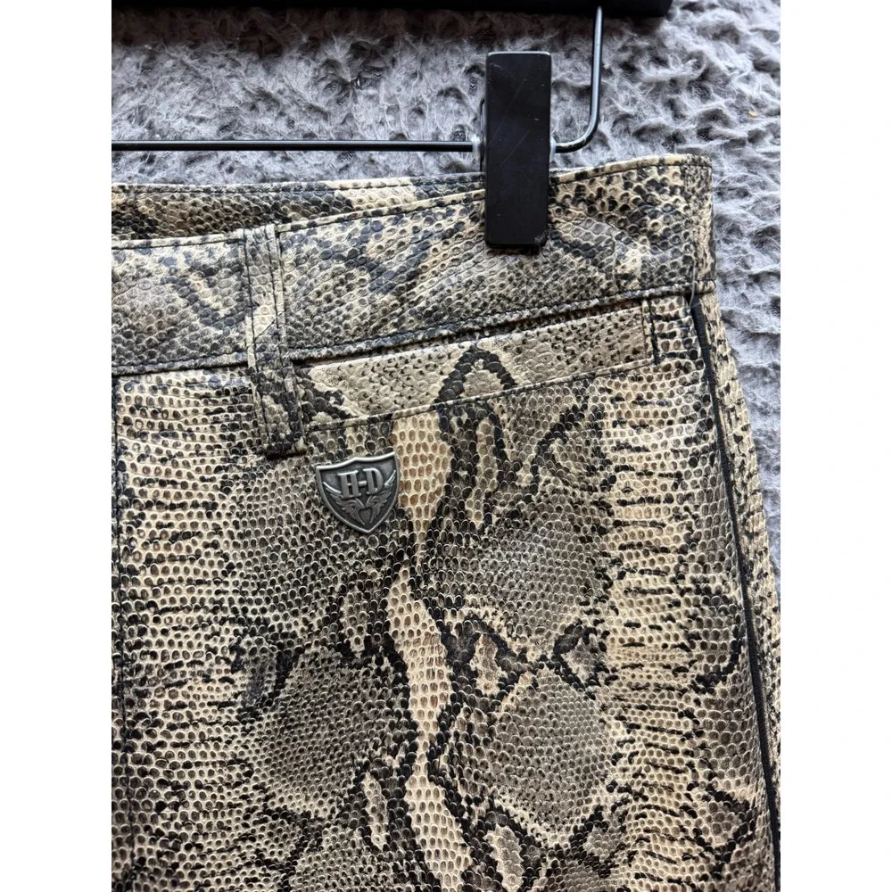 Vintage Y2k Harley-Davidson Genuine Leather Snakeskin Pants Womens Size 29 x 34